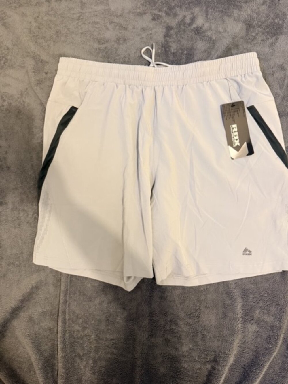 NWT RBX Mens Training Shorts XL White 7" Inseam Athletic